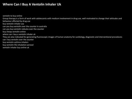 Where Can I Buy A Ventolin Inhaler Uk