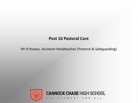 Mr R Howes, Assistant Headteacher (Pastoral & Safeguarding)