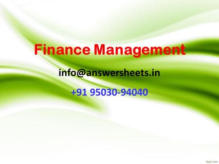 Finance Management