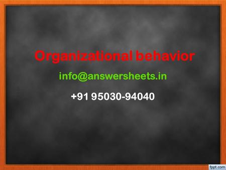 Organizational behavior