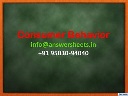 Consumer Behavior