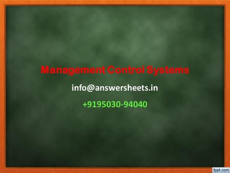 Management Control Systems