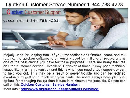 Quicken Customer Service Number Majorly used for keeping track of your transactions and finance issues and tax returns, the quicken software.