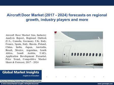 © 2016 Global Market Insights. All Rights Reserved  Aircraft Door Market ( ) forecasts on regional growth, industry players.