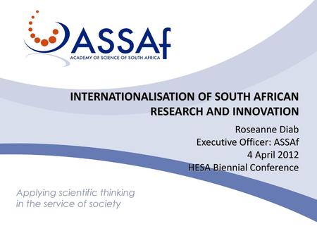 INTERNATIONALISATION OF SOUTH AFRICAN RESEARCH AND INNOVATION