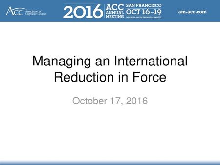 Managing an International Reduction in Force