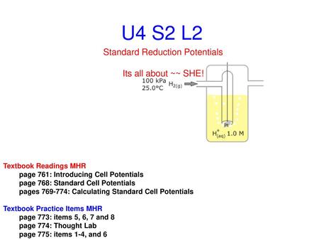 Standard Reduction Potentials Its all about ~~ SHE!