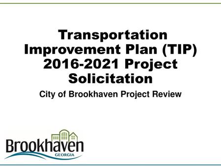 Transportation Improvement Plan (TIP) Project Solicitation