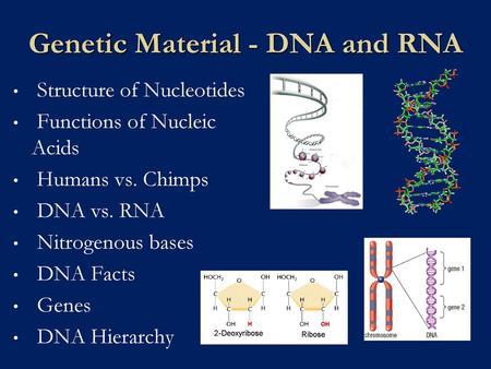 Genetic Material - DNA and RNA