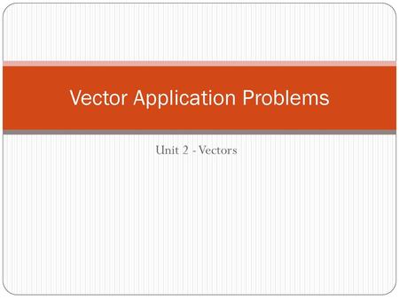 Vector Application Problems