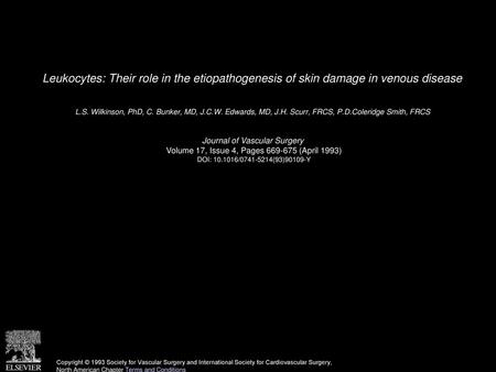 L. S. Wilkinson, PhD, C. Bunker, MD, J. C. W. Edwards, MD, J. H