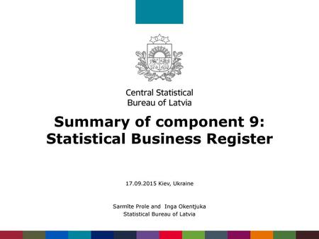 Summary of component 9: Statistical Business Register