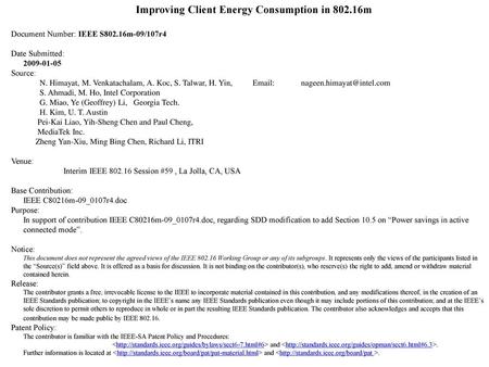 Improving Client Energy Consumption in m