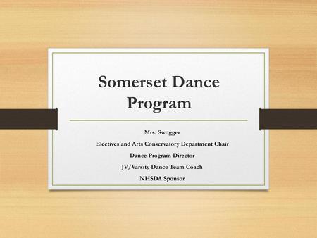 Somerset Dance Program