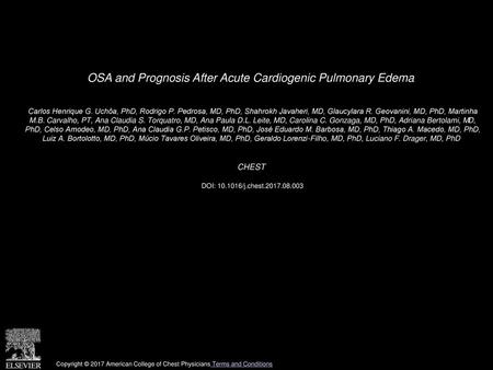 OSA and Prognosis After Acute Cardiogenic Pulmonary Edema