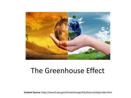 The Greenhouse Effect Content Source: https://www3.epa.gov/climatechange/kids/basics/today/index.html.