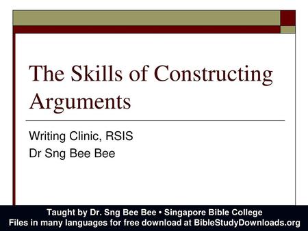 The Skills of Constructing Arguments