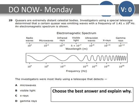 DO NOW- Monday V: 0 Choose the best answer and explain why.