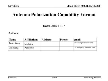 Antenna Polarization Capability Format