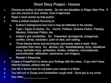 Short Story Project - Honors