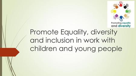 Equality – state of being equal in status, rights and opportunities Diversity – literally means difference. Treating people as individuals Inclusion.