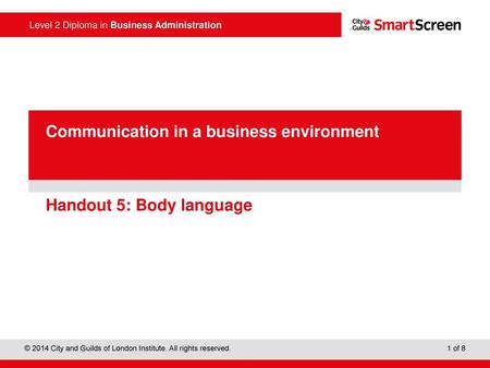 Handout 5: Body language