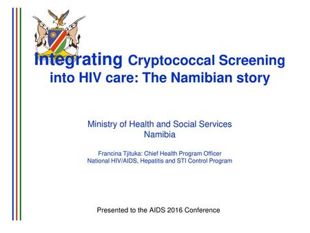 Presented to the AIDS 2016 Conference