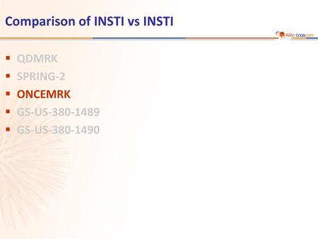 Comparison of INSTI vs INSTI