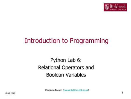 Introduction to Programming