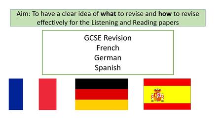 GCSE Revision French German Spanish