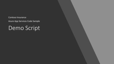 Contoso Insurance Azure App Services Code Sample