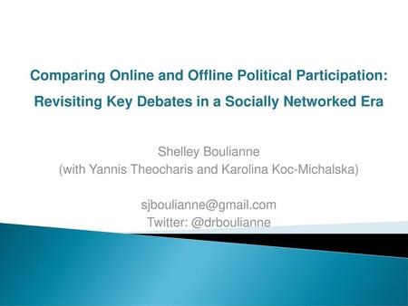 Comparing Online and Offline Political Participation: