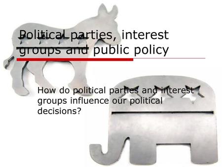 Political parties, interest groups and public policy