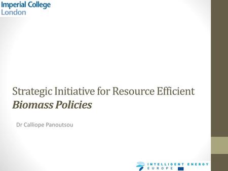 Strategic Initiative for Resource Efficient Biomass Policies