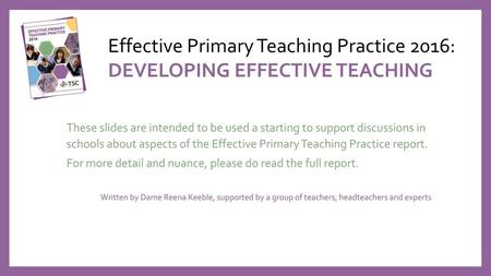 Effective Primary Teaching Practice 2016: