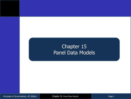 Chapter 15 Panel Data Models.