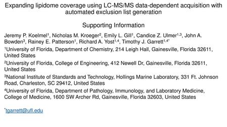 Expanding lipidome coverage using LC-MS/MS data-dependent acquisition with automated exclusion list generation Supporting Information Jeremy P. Koelmel1,