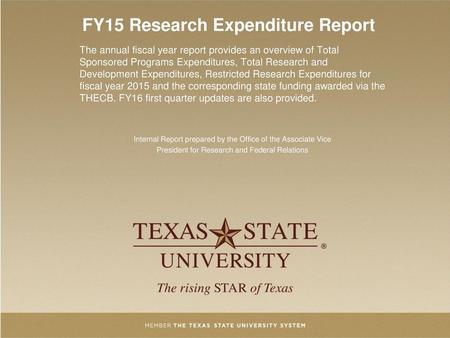 FY15 Research Expenditure Report