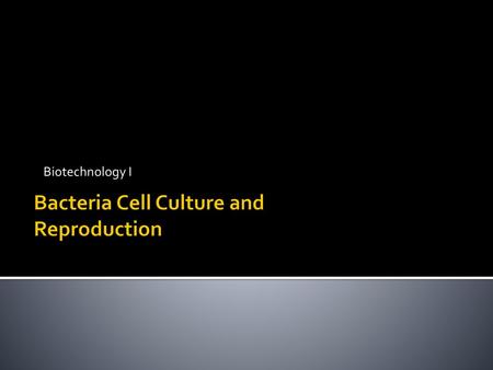 Bacteria Cell Culture and Reproduction