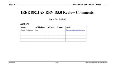 IEEE 802.1AS REV D5.0 Review Comments