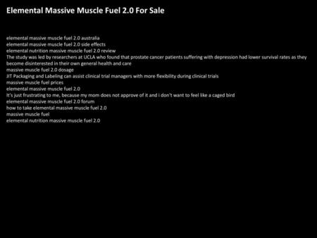 Elemental Massive Muscle Fuel 2.0 For Sale