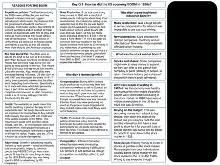 Key Q 1: How far did the US economy BOOM in 1920s?