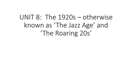 A Return to Normalcy 1920 Warren G. Harding elected