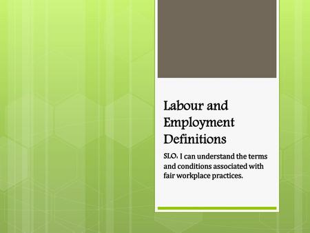 Labour and Employment Definitions