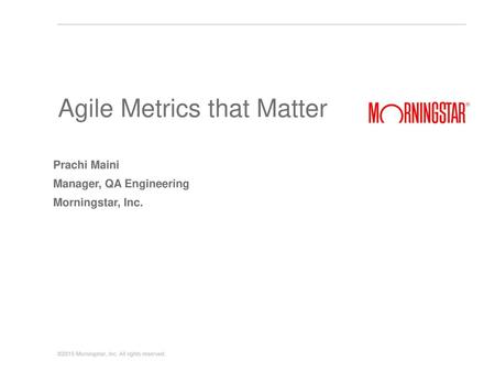 Agile Metrics that Matter