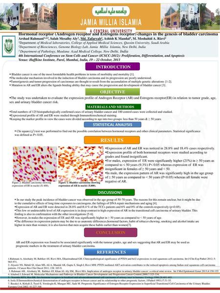 Hormonal receptor (Androgen receptor and Estrogens receptor) changes in the genesis of bladder carcinoma Arshad Rahmani1,2,3, Salah Mesalhy Aly1, Md. Zafaryab2,