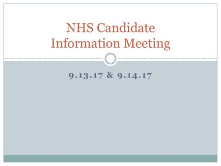 NHS Candidate Information Meeting