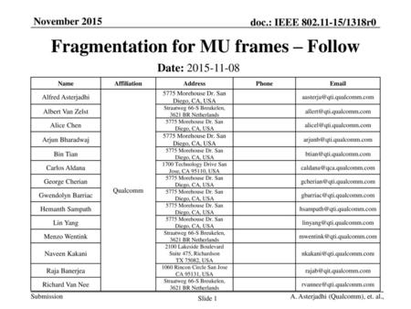 Fragmentation for MU frames – Follow