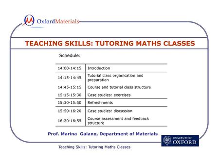 TEACHING SKILLS: TUTORING MATHS CLASSES