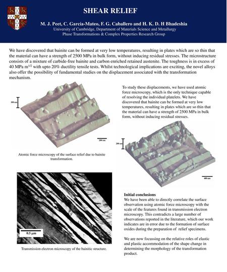 SHEAR RELIEF M. J. Peet, C. García-Mateo, F. G. Caballero and H. K. D. H Bhadeshia University of Cambridge, Department of Materials Science and Metallurgy.